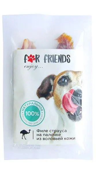 For Friends Филе страуса на палочке из воловьей кожи 50 г