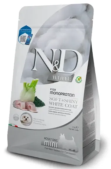 Farmina N&D GF White Adult Mini Dog (Сибас, спирулина, фенхель), 2 кг