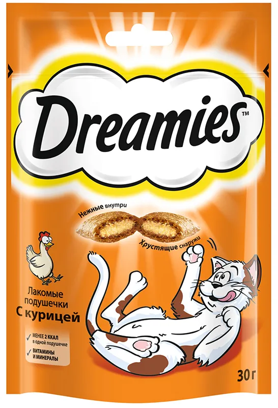 Dreamies Подушечки для кошек с курицей