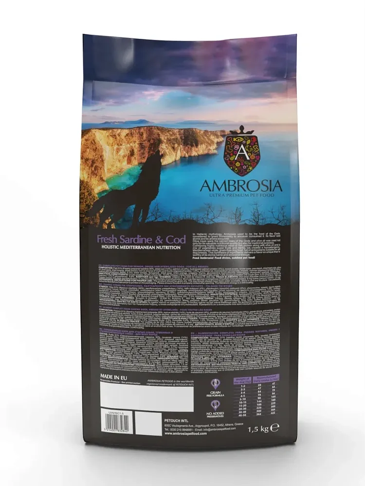 AMBROSIA Mediterranean Sterilised/Senior (Сардина, треска)