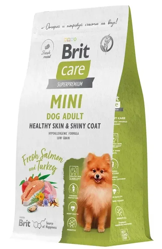 Корм Brit Care Adult Mini Healthy Skin&Shiny Coat (Лосось и индейка) для собак