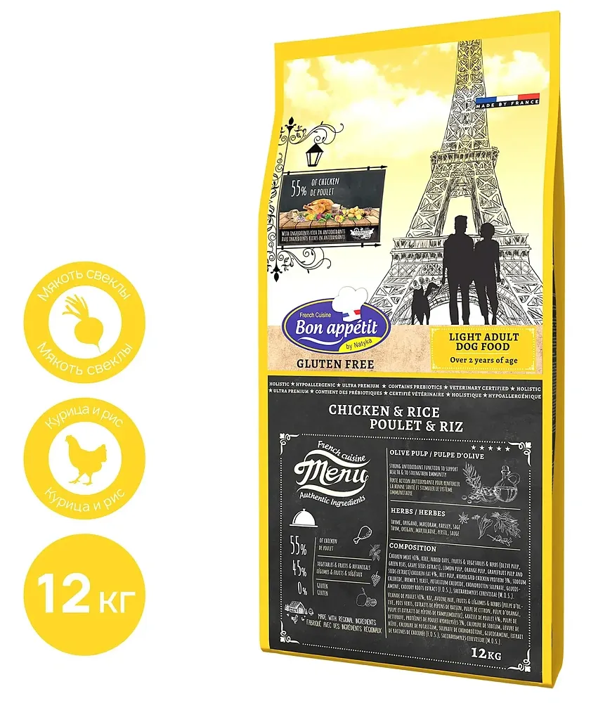 Bon Appetit Light Adult Dog (Курица и рис)