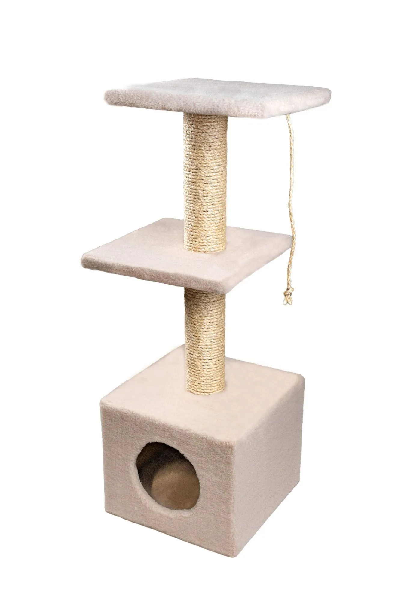 Cat House Когтеточка "Домик с 2-мя полками", 100 см, сизаль
