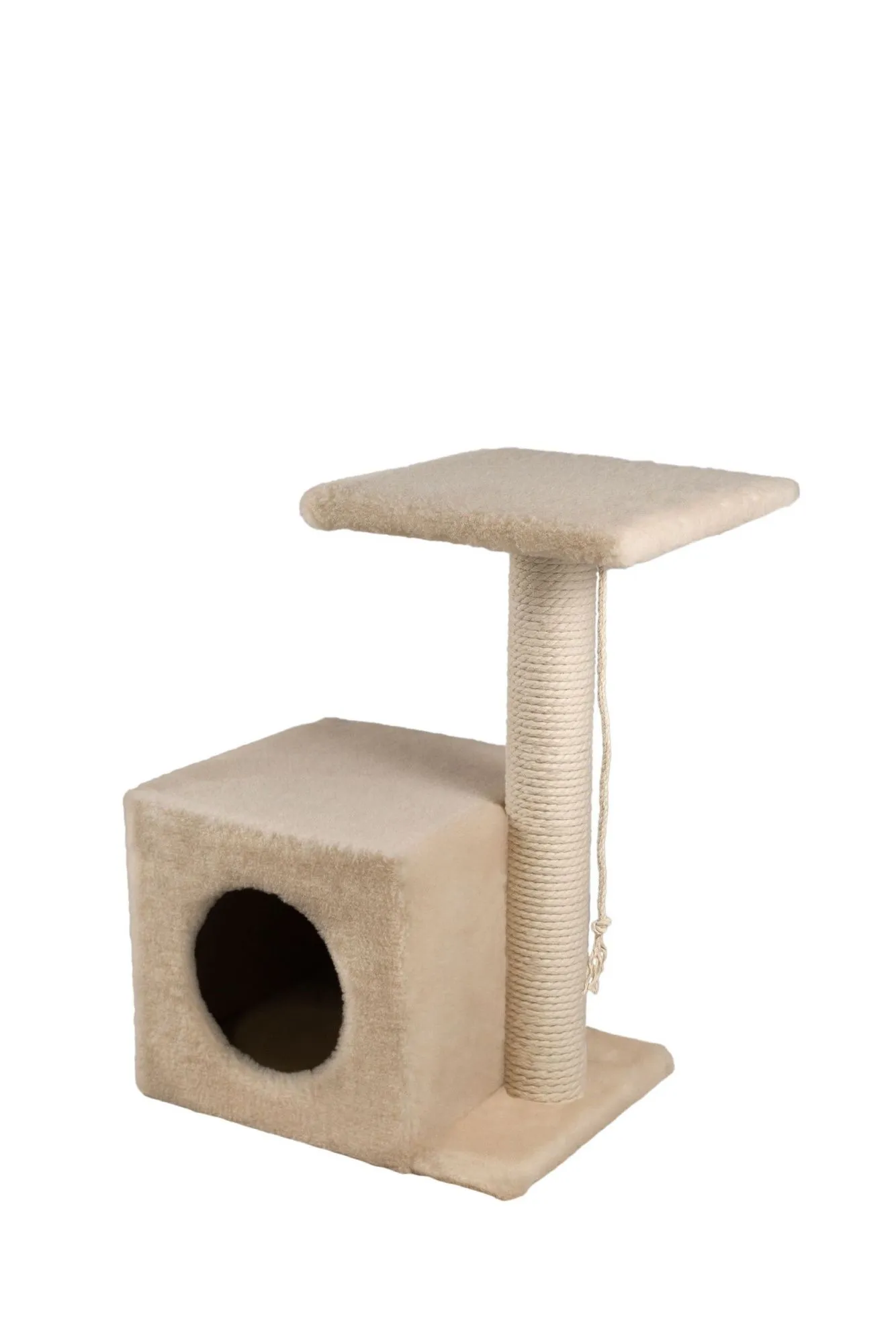 Cat House Когтеточка "Домик с боковой полкой", 58 см, хлопок Бежевая