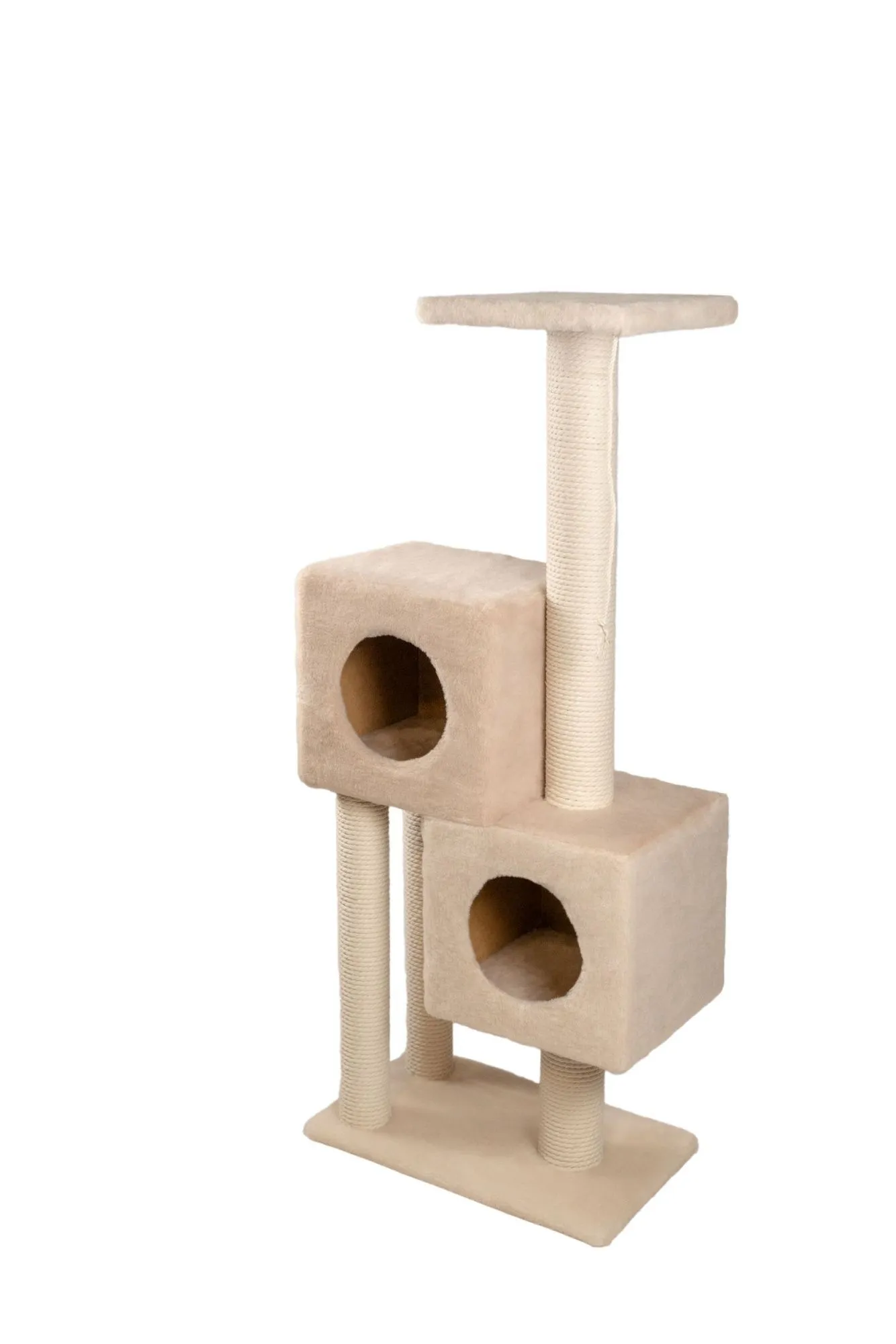 Cat House Комплекс "Двойной домик", 127 см, хлопок Бежевая