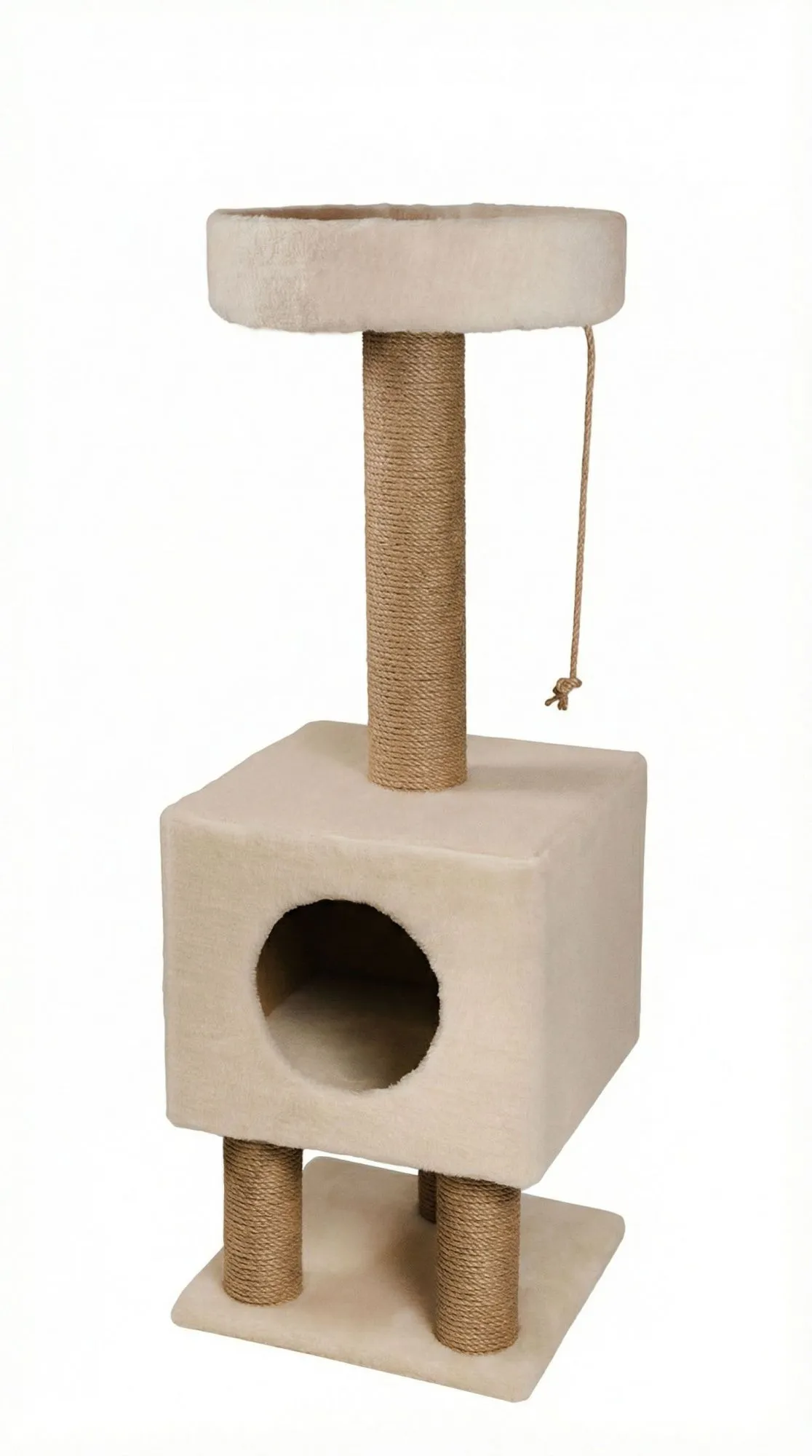 Cat House Когтеточка "Домик на ножках", 105 см, джут Бежевая