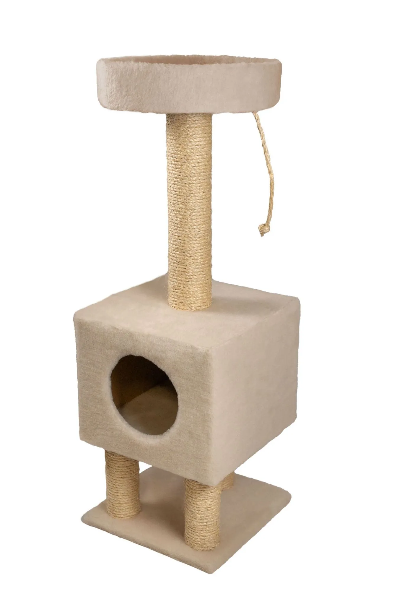 Cat House Когтеточка "Домик на ножках", 105 см, сизаль Бежевая