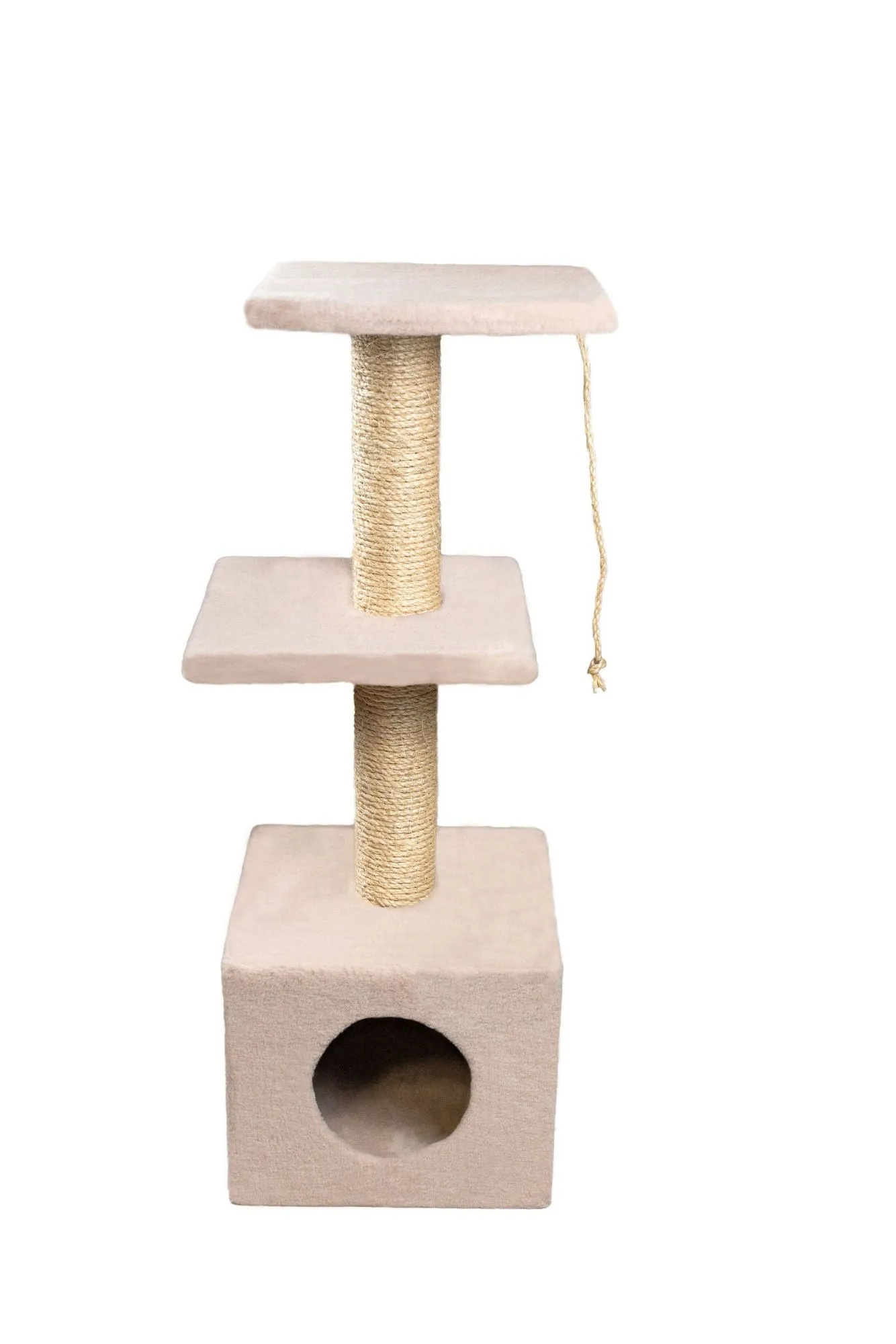 Cat House Когтеточка "Домик с 2-мя полками", 100 см, сизаль