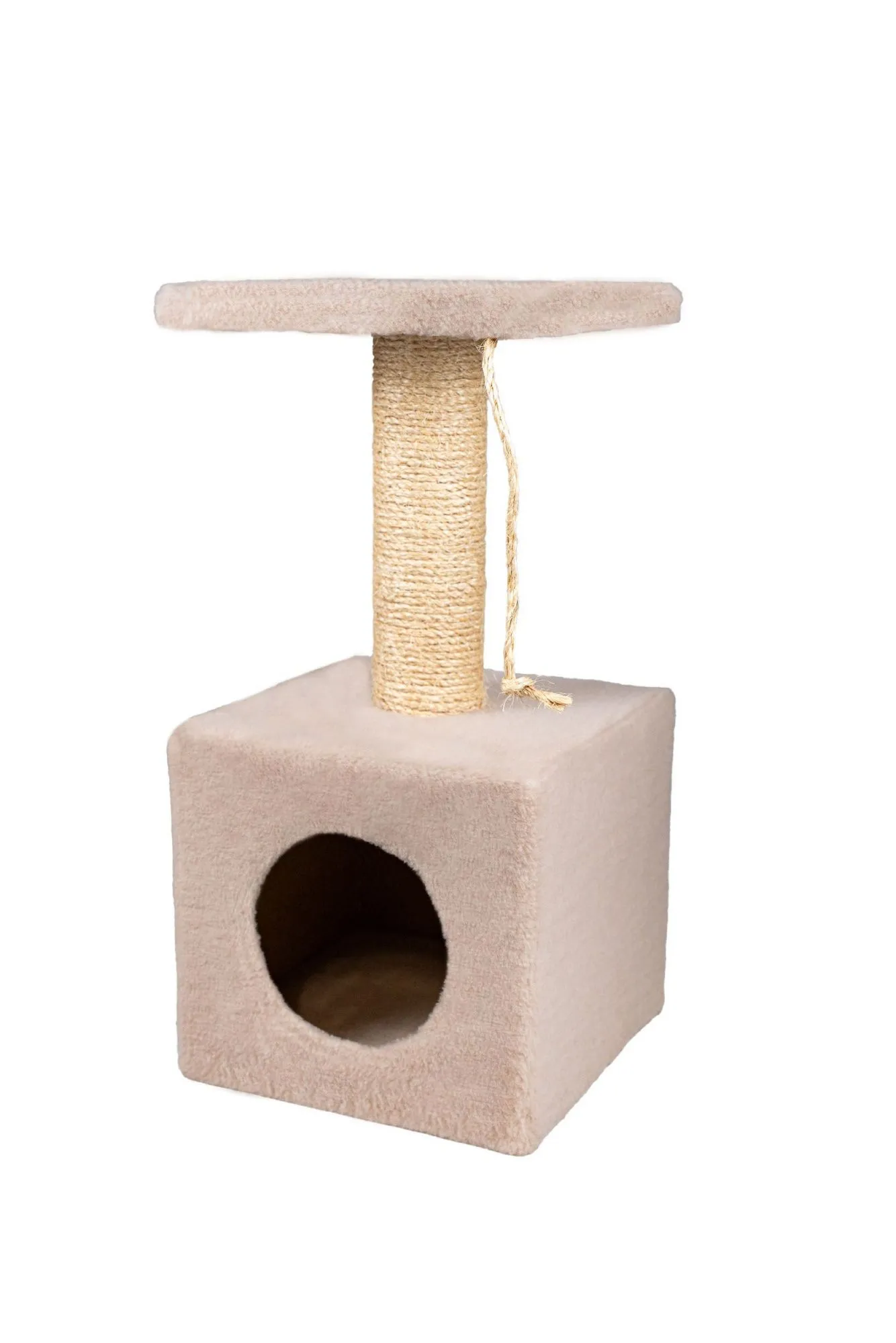 Cat House Когтеточка "Домик с полкой", 65 см, сизаль Бежевая