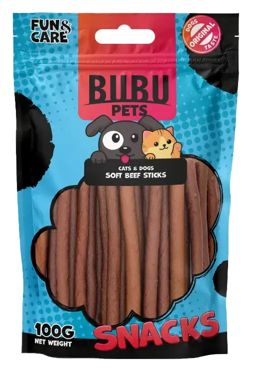 Bubu Pets Палочки из говядины, мягкие, 100 г